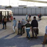 GSX Simulation of passengers walking from a plane to the bus.